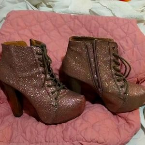 Charlotte Russe pink glitter heels